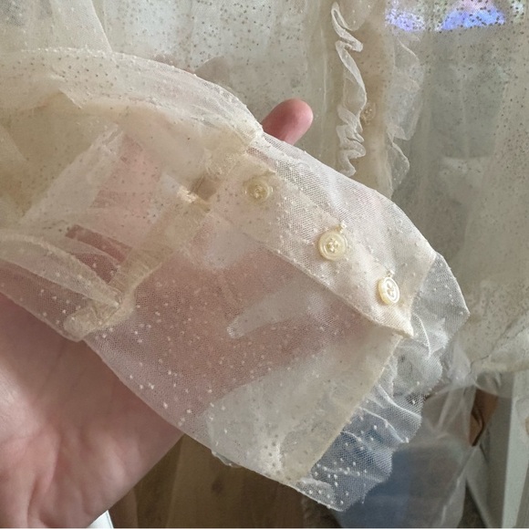 Zara Cream Sheer Ruffle Blouse - Picture 7 of 8